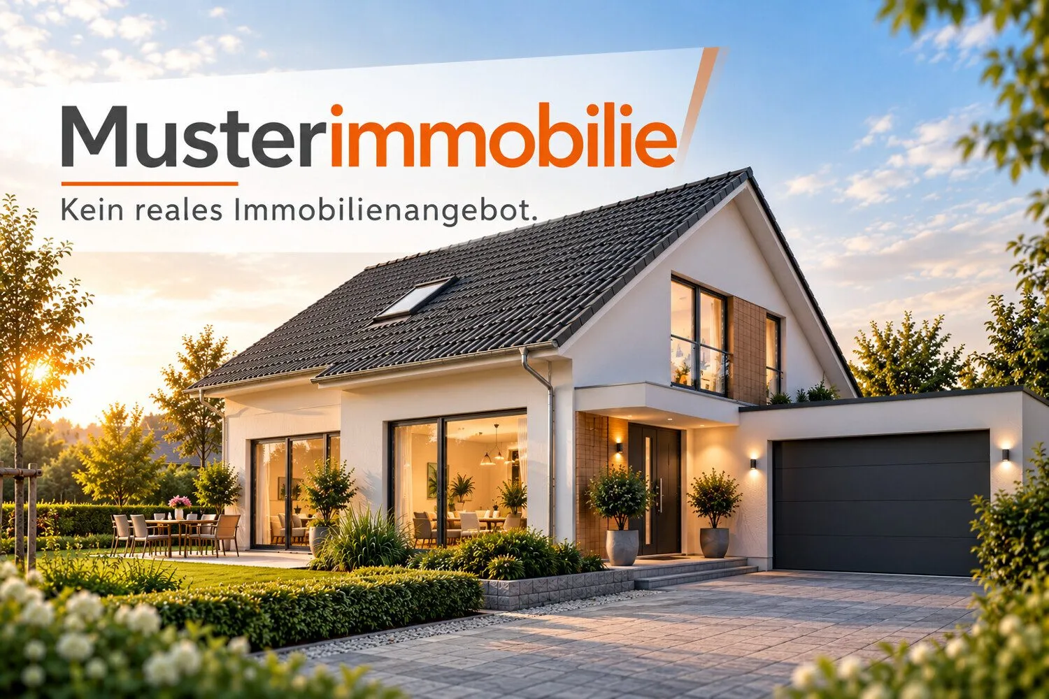 Elegante Musterimmobilie bei Sonnenuntergang Immobilienangebot - Olpe - Alle - MUSTERIMMOBILIE - NUR ZU TESTZWECKEN!